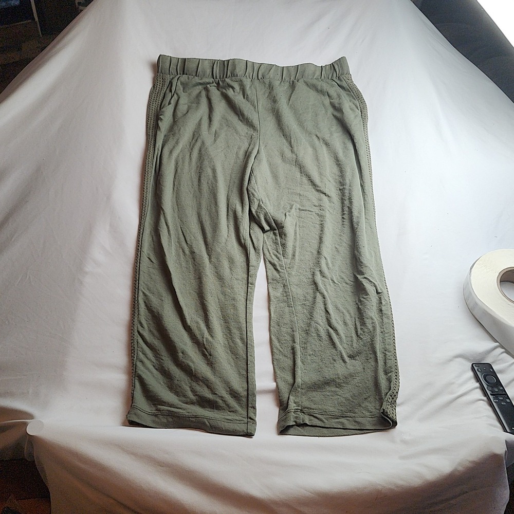 Actime Cropped Jogger Pants Olive Green Crochet Women's Size XL
